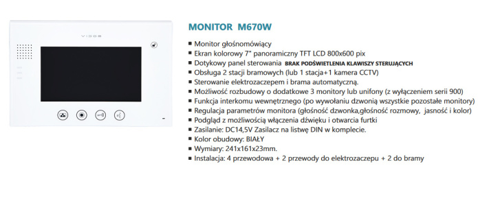 Vidos M670WS2- Monitor wideodomofonu